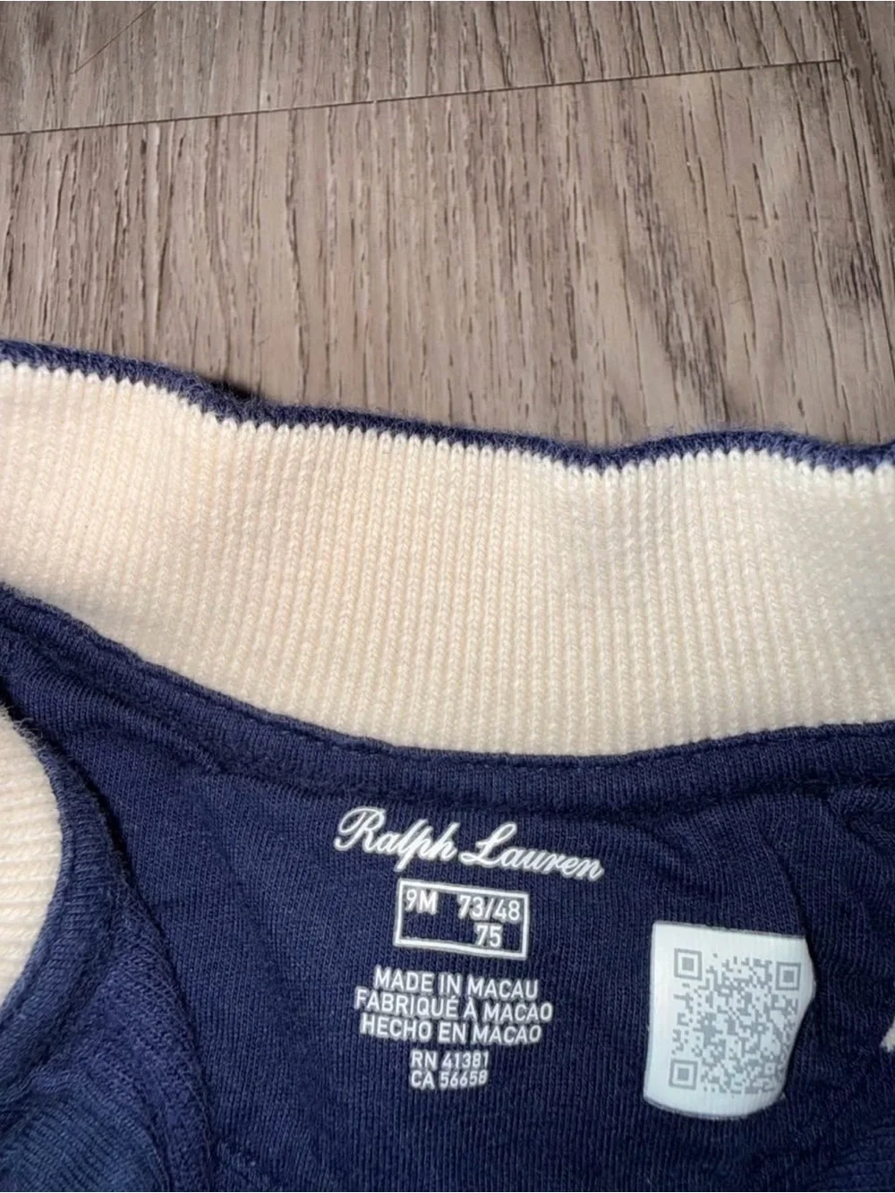 Ralph Lauren Navy & White Striped Polo-Knit Kids Sweater